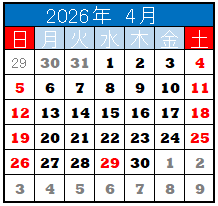 26年04月カレンダー